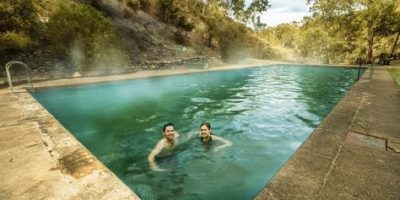 Yarrangobilly Caves’ thermal pool, fed by a natural spring, is accessible via …