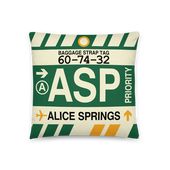 Read more about the article ASP Alice Springs Australia Throw Pillow • Airport Code & Vintage Baggage Tag Design